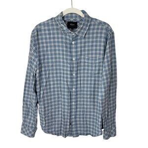 Rails Lennox Plaid Flannel Men’s Size Large Button Shirt In Fira Blue Melange